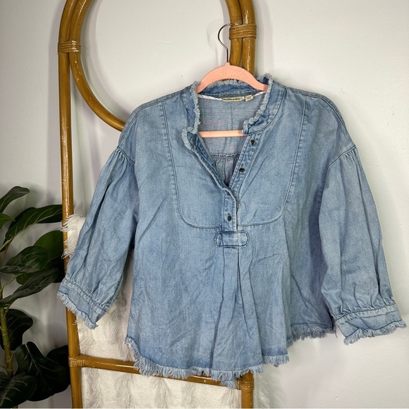 Anthropologie Holding Horses Blue Chambray Blouse sz S - Picture 4 of 7